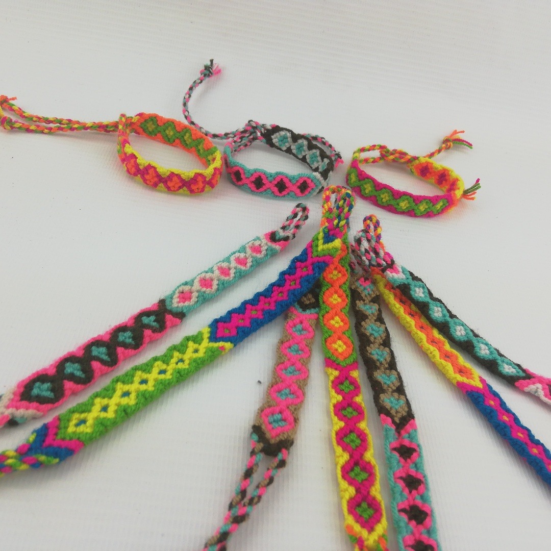 (10-Pack) Assorted Wayuu Bracelet Double Thread - 1 cm - Handmade ...